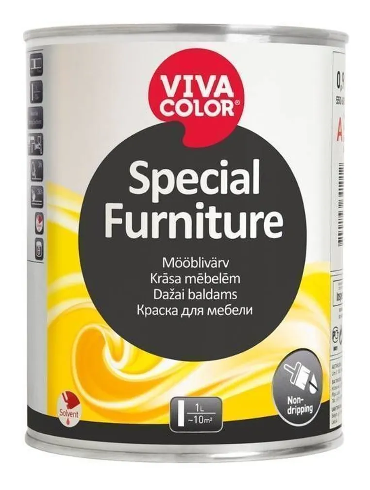 MÖÖBLIVÄRV VIVACOLOR SPECIAL FURNITURE 0,9L VALGE POOLMATT