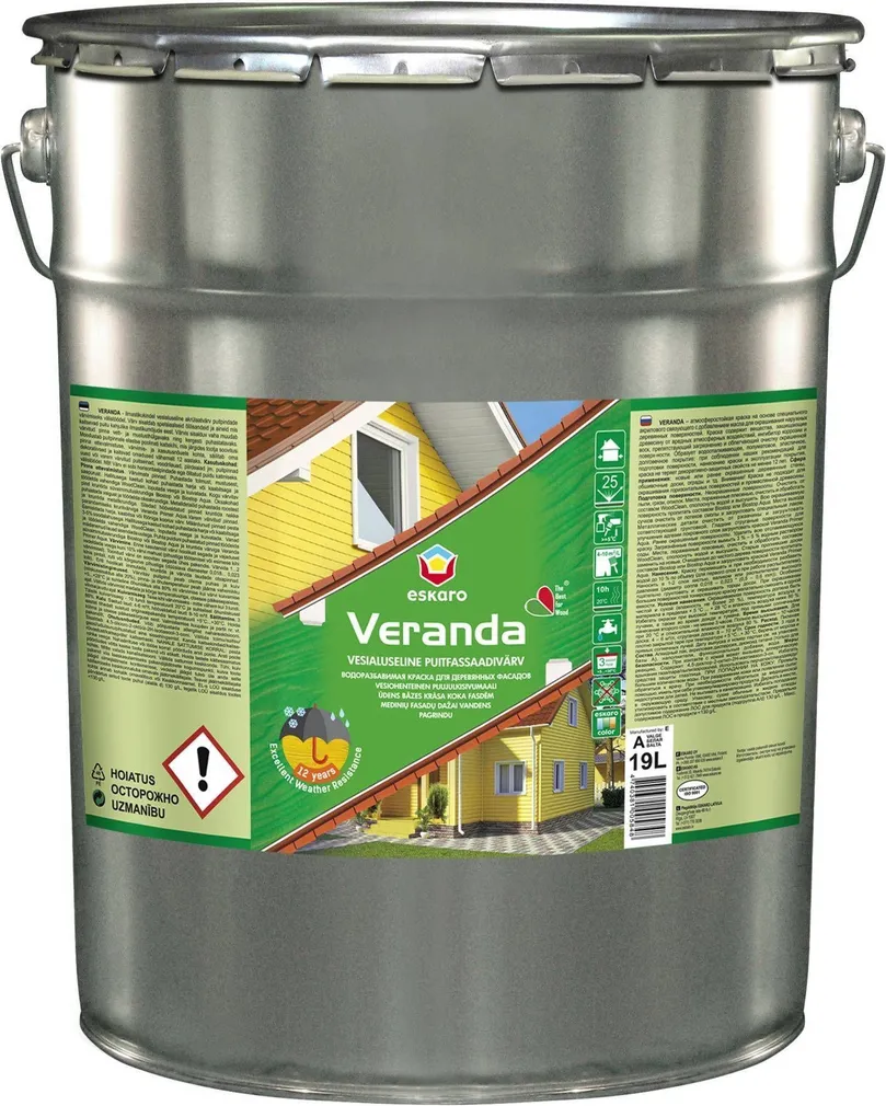 PUITFASSAADIVÄRV ESKARO VERANDA 19L VALGE POOLMATT