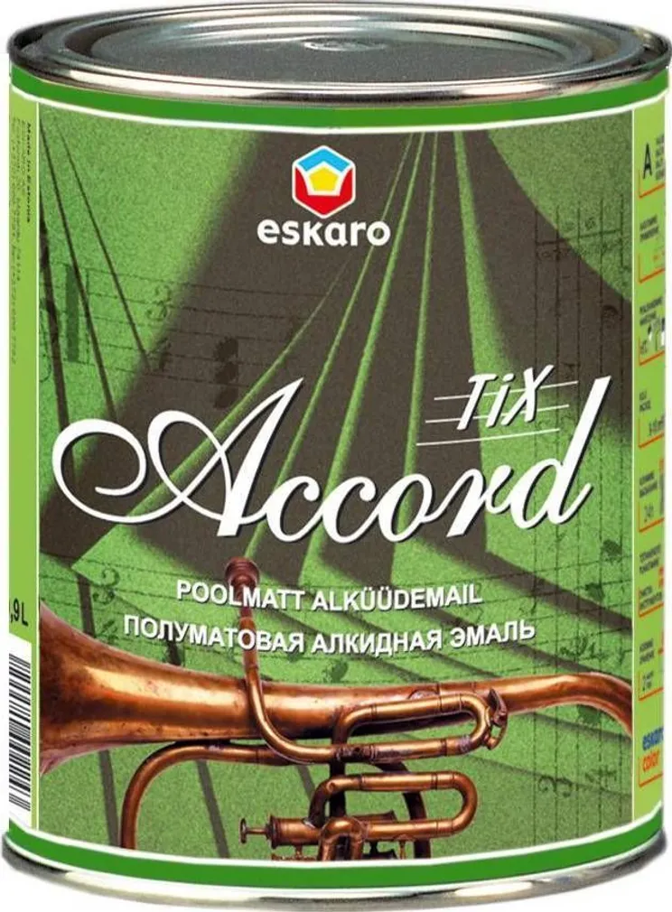 UNIVERSAALVÄRV ESKARO ACCORD TIX 0,9L VALGE POOLMATT