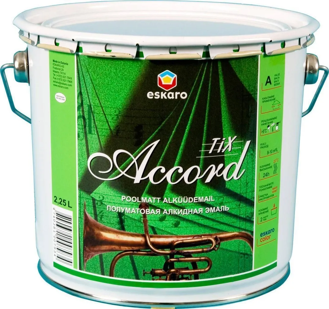 UNIVERSAALVÄRV ESKARO ACCORD TIX 2,25L VALGE POOLMATT