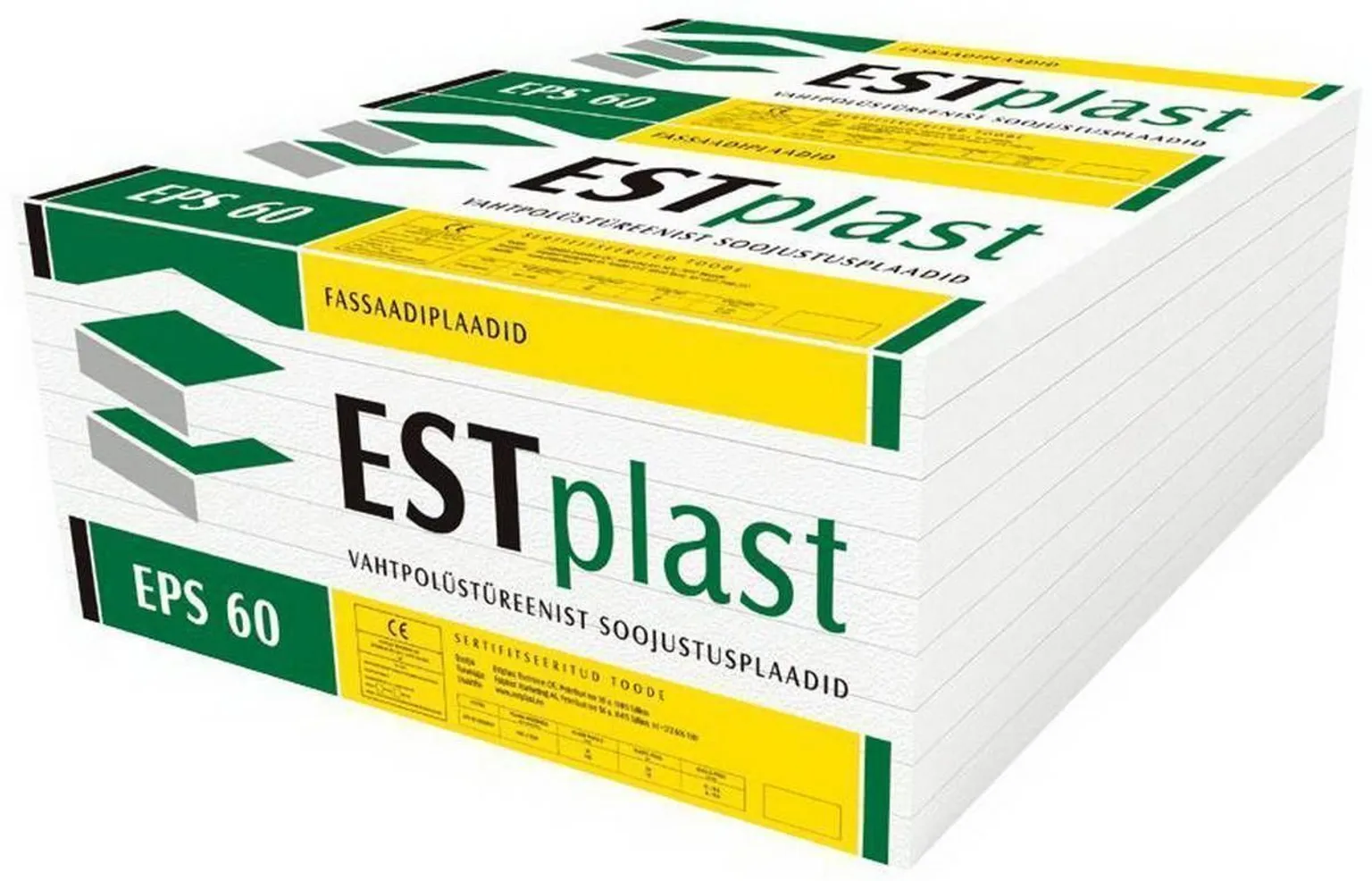 VAHTPLAST ESTPLAST EPS 60 FASSAAD 600X1000X50MM 20TK/12M² 