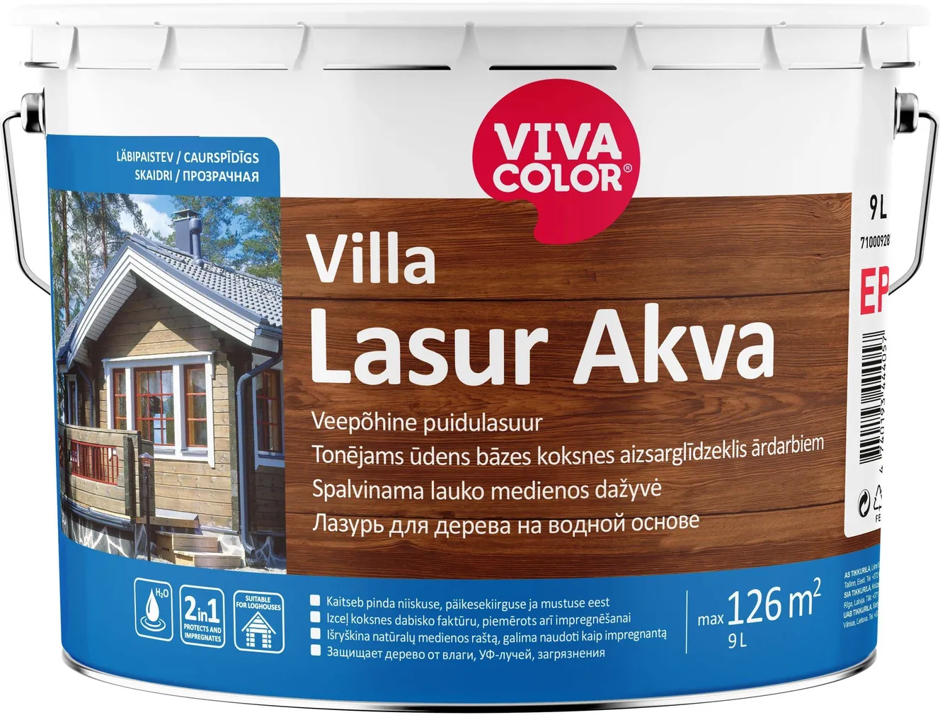 PUIDULASUUR VIVACOLOR VILLA LASUR AKVA 9L VÄRVITU TOONIMISALUS