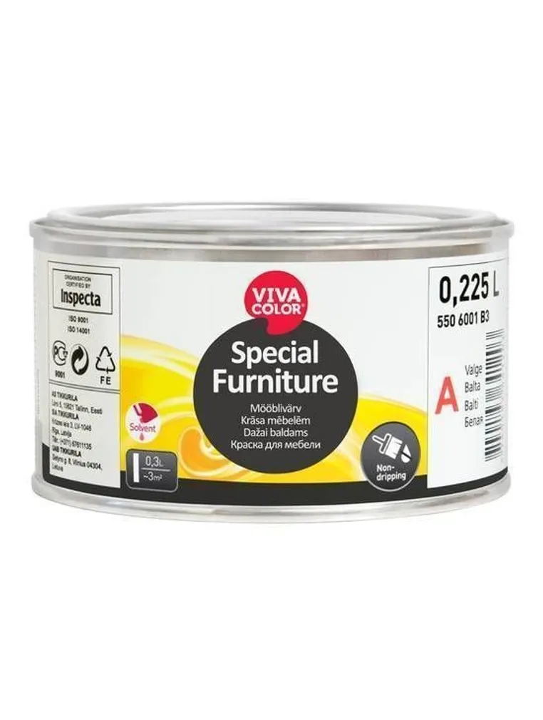 MÖÖBLIVÄRV VIVACOLOR SPECIAL FURNITURE 0,225L VALGE POOLMATT