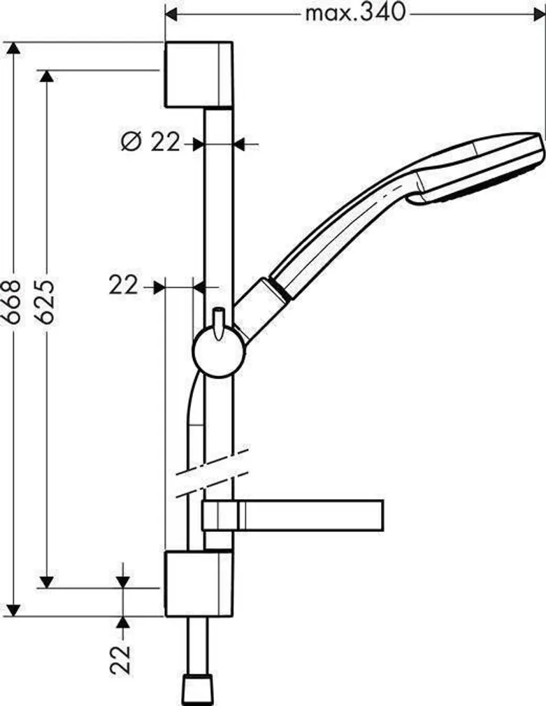 DUŠILIFT HANSGROHE CROMA 100/65 HG27772000 DUŠIKOMPLEKTIGA