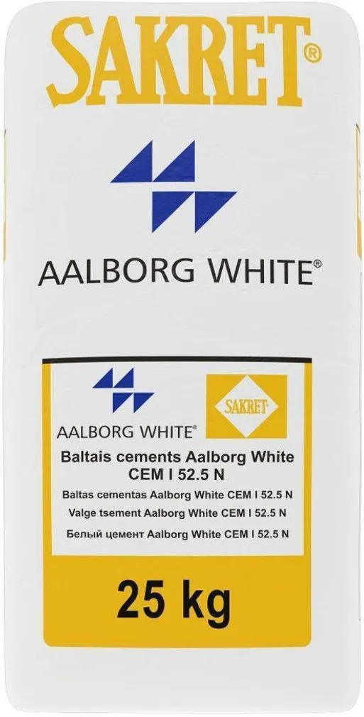 TSEMENT SAKRET AALBORG WHITE 25KG CEM I 52,5R VALGE