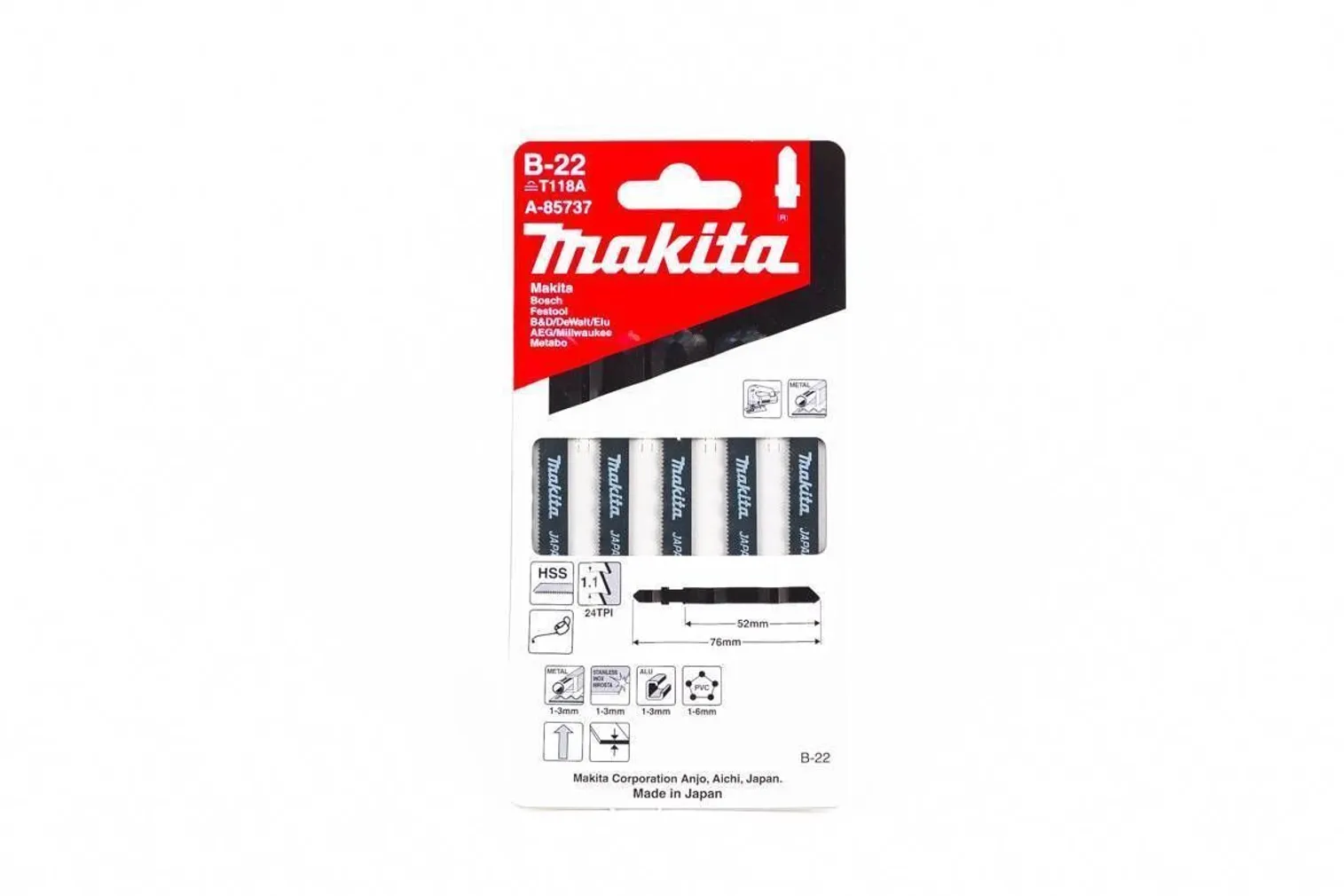 TIKKSAETERAD B-22 50MM 5TK7PK METALL,ÕHUKE MATERJAL