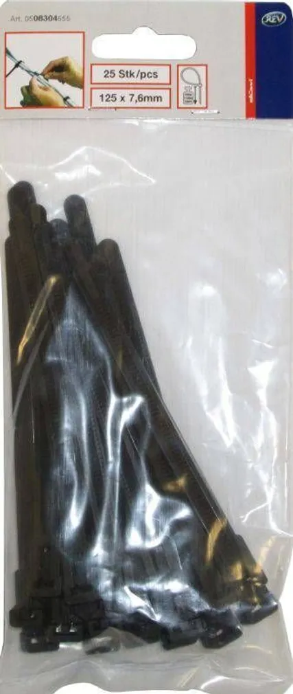KAABLISIDE AVATAV DÜWI 125X7,6MM 25TK PAKIS MUST