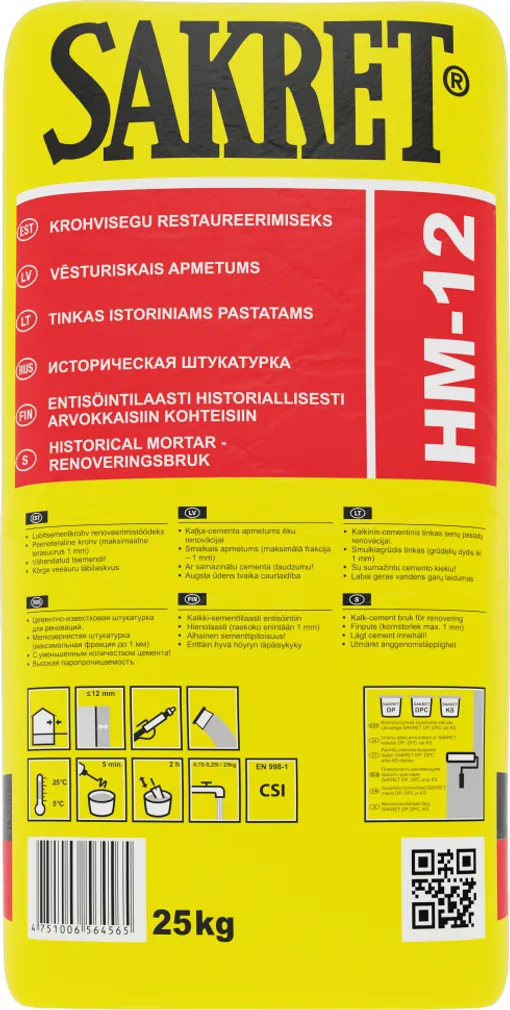 RENOVEERIMISKROHV SAKRET HM-12 25KG HALL