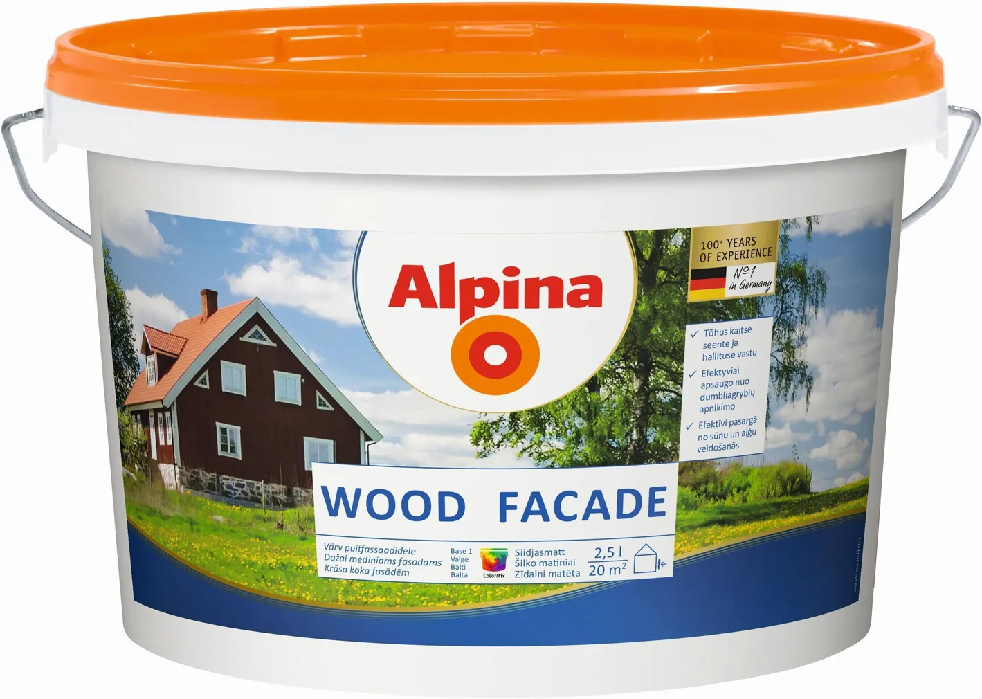 PUITFASSAADIVÄRV ALPINA WOOD FACADE 2,5L VALGE SIIDJASMATT