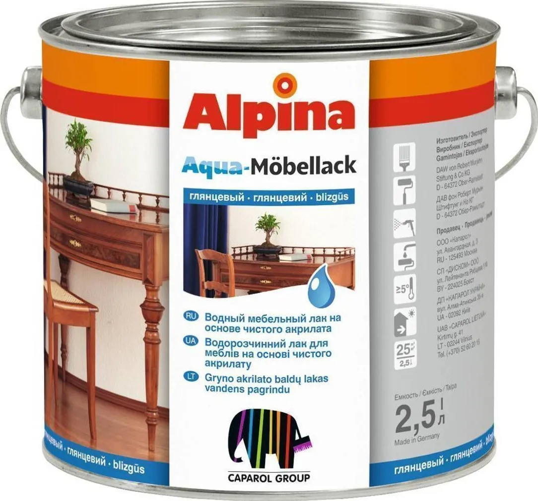 LAKK ALPINA AQUA MÖBEL 2,5L TRANSPARENT LÄIKIV