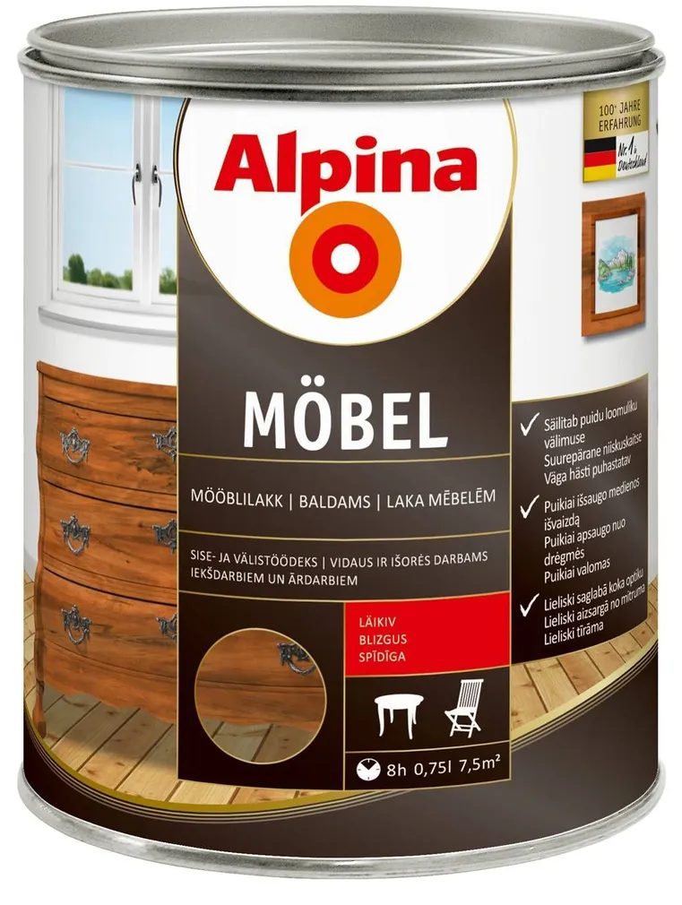 LAKK ALPINA MÖBEL 0,75L TRANSPARENT LÄIKIV