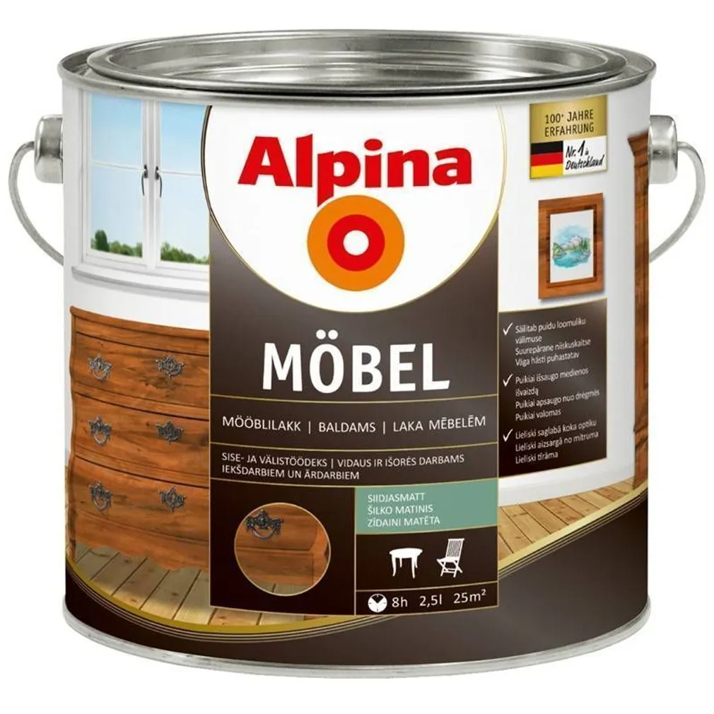 LAKK ALPINA MÖBEL 2,5L TRANSPARENT SIIDJASMATT