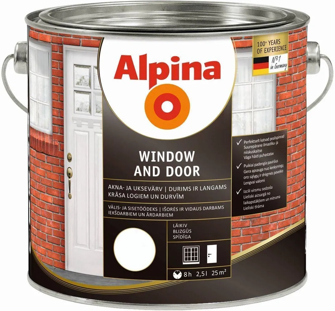 AKNA- JA UKSEVÄRV ALPINA FENSTER UND TÜR 2,5L VALGE LÄIKIV