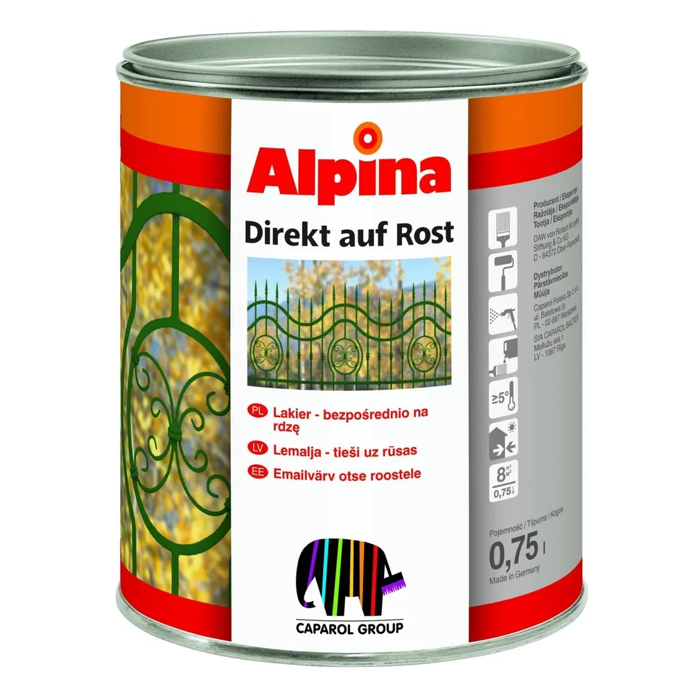 METALLIVÄRV ALPINA DIREKT AUF ROST 0,75L ROHELINE (RAL6005) LÄIKIV
