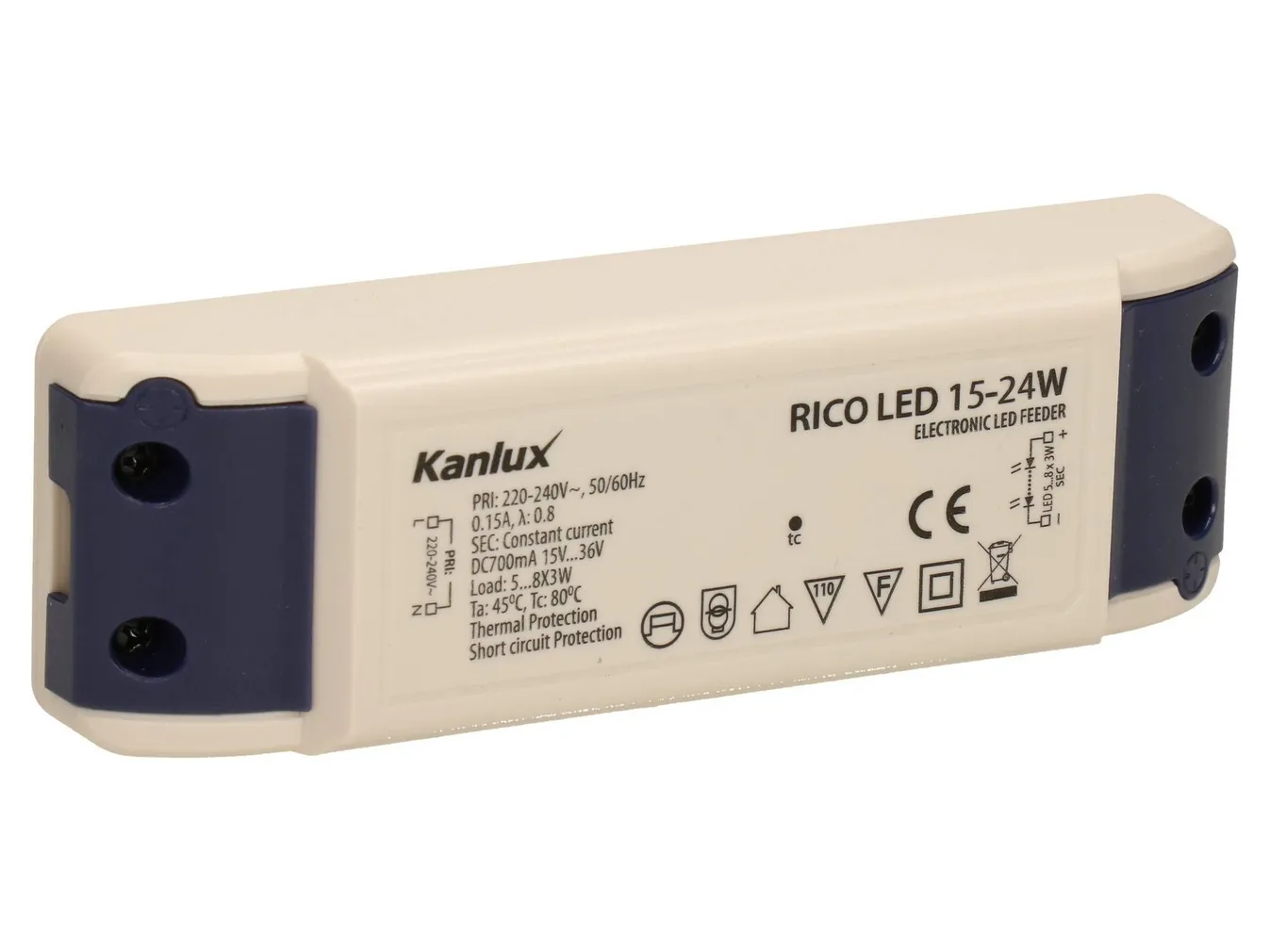 TRAFO 8-3W LED220-240V 50/60HZ/DC 700MA 15V-36V KANLUX