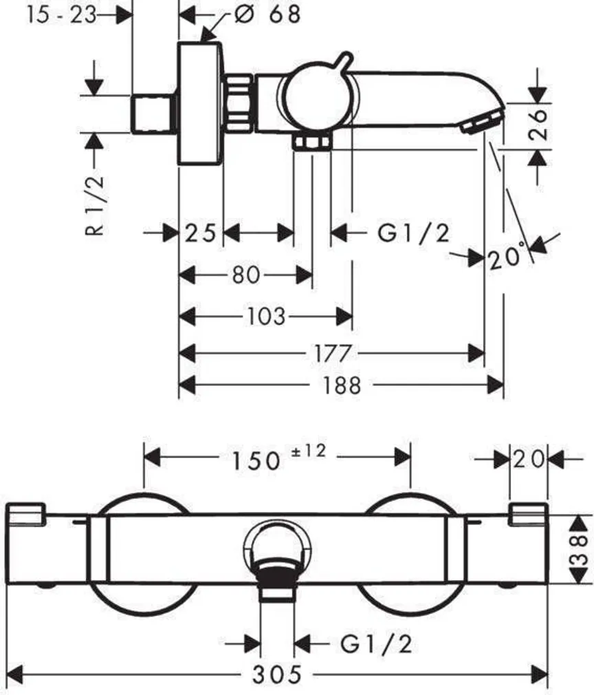 VANNI- JA DUŠISEGISTI HANSGROHE COMFORT HG13114000 TERMOSTAAT KROOM