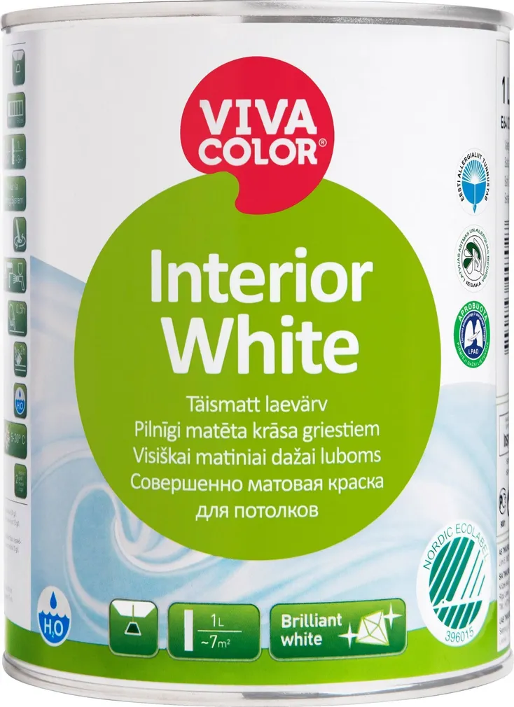 LAEVÄRV VIVACOLOR INTERIOR WHITE 1L VALGE TÄISMATT