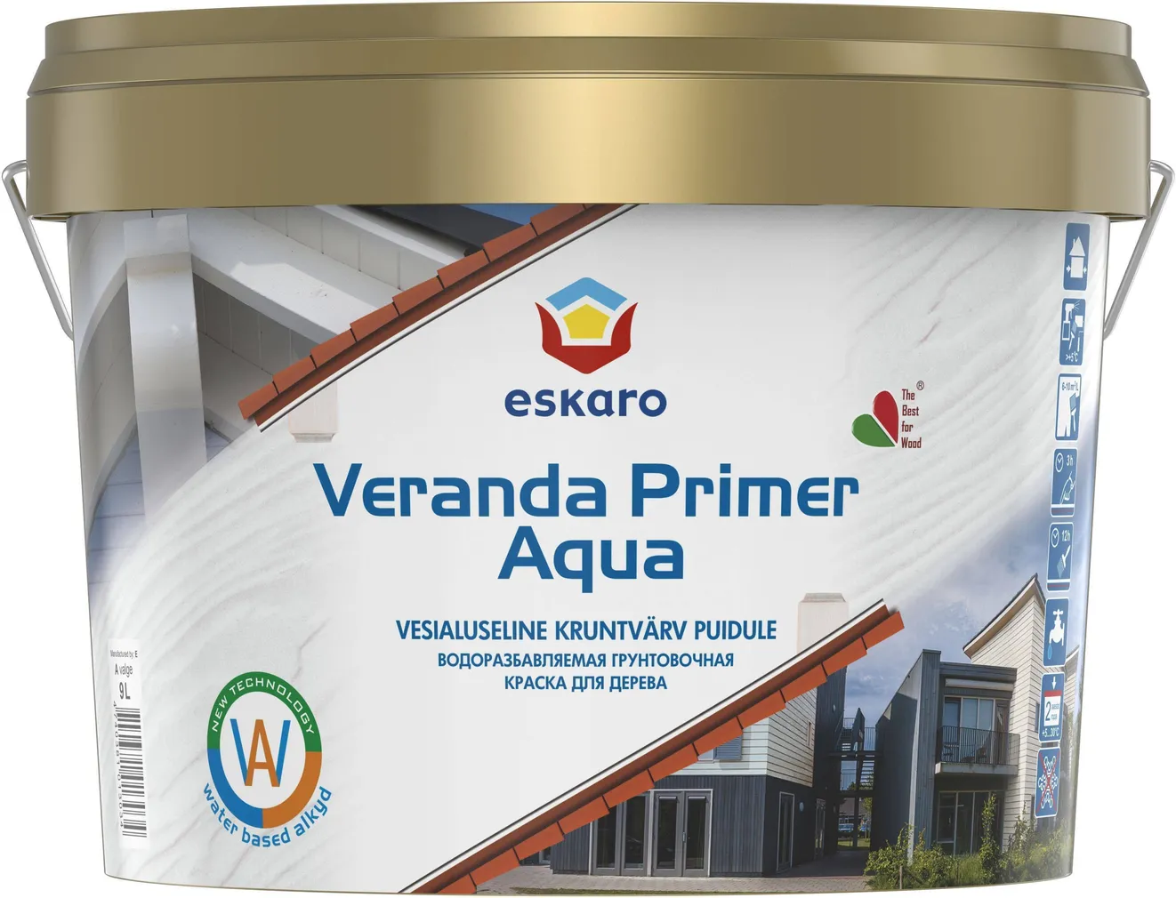KRUNTVÄRV ESKARO VERANDA PRIMER AQUA 9L VALGE MATT