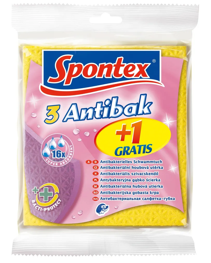 SVAMMLAPP SPONTEX ANTIBAKTERIAALNE 3+1TK TASUTA