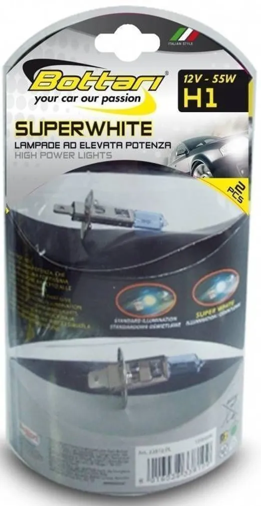 AUTOPIRN H1 55W 12V "SUPER WHITE" BOTTARI 2TK