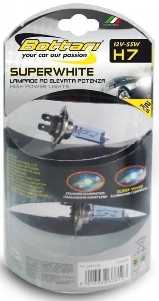 AUTOPIRN H7 55W 12V "SUPER WHITE" BOTTARI 2TK