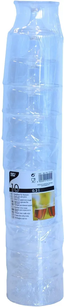 VEINIPOKAAL 10TK/PK 0,2L H.10 CM, LÄBIPAISTEV, PLA