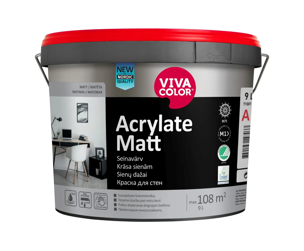 SEINAVÄRV VIVACOLOR ACRYLATE MATT 9L VALGE MATT