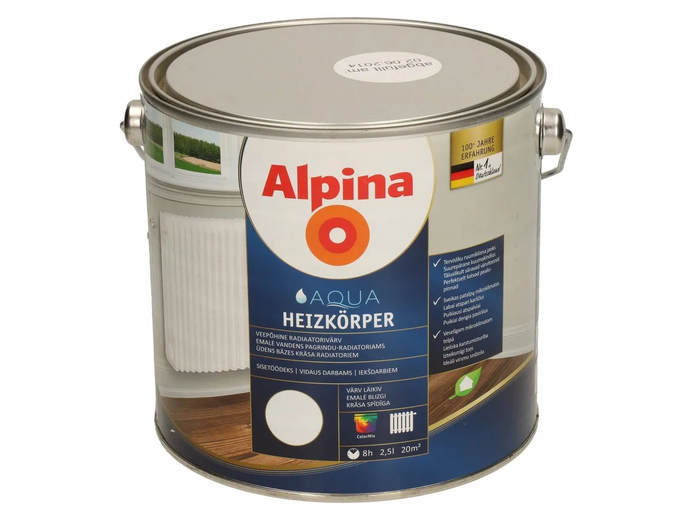 VÄRV ALPINA AQUA HEIZKÖRPER RADIAATORI 2,5L VALGE LÄIKIV