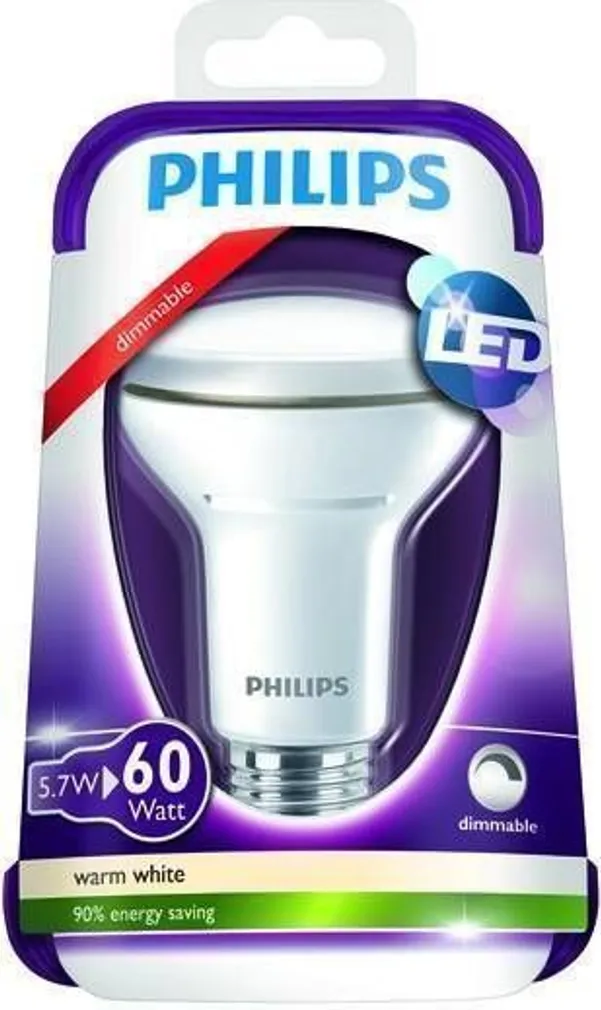 LEDLAMP 5,7 - 60W E27 WW 230V R63 36D DIM