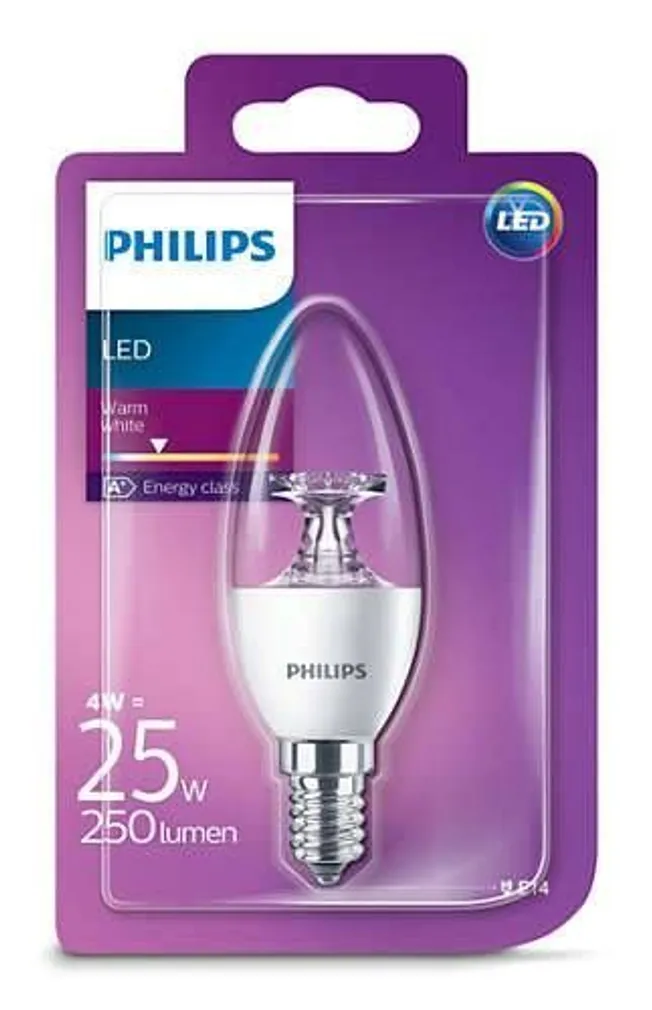 LEDLAMP 3 - 25W E14 WW 230V B39 CL PHILIPS