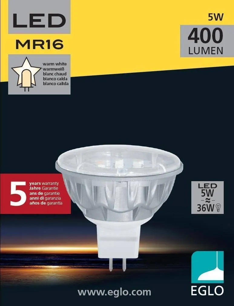 LEDLAMP MR16 5W GU5,3 400LM 3000K EGLO