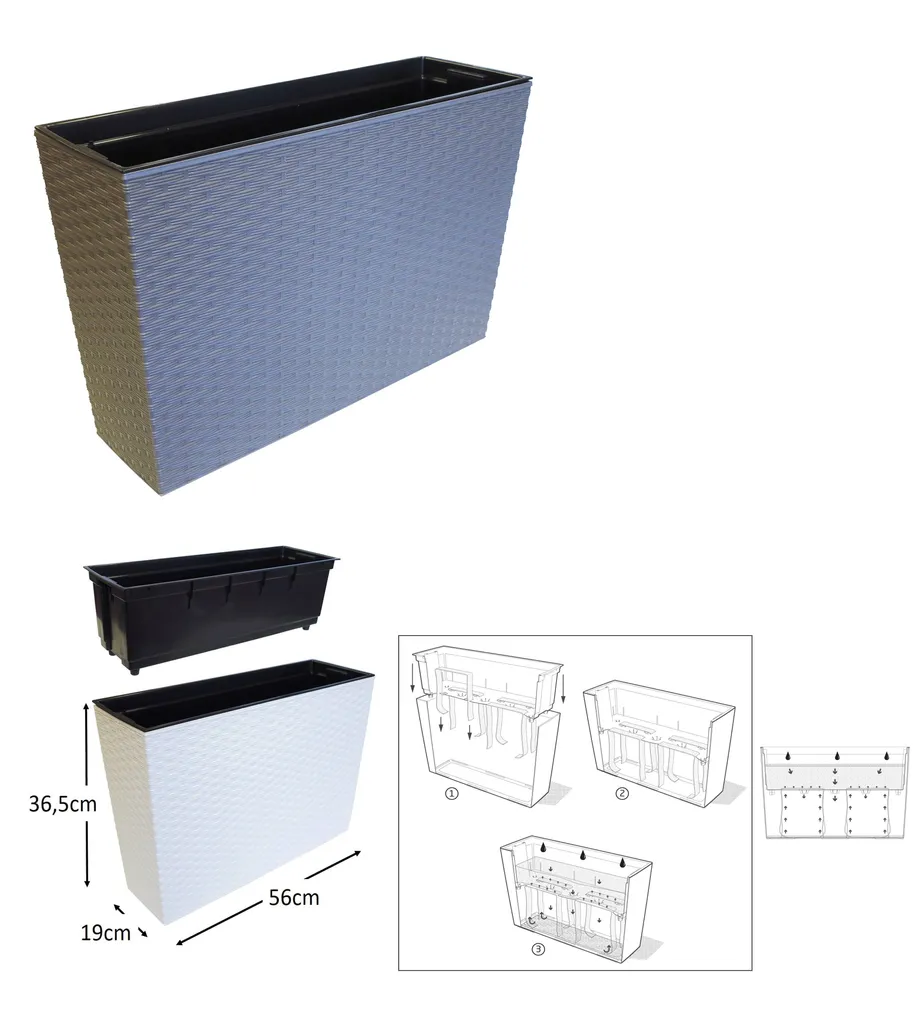 LILLEKAST WERBENA RATTAN 19X56X36,5CM PRUUNIKAS-HALL PLASTIK