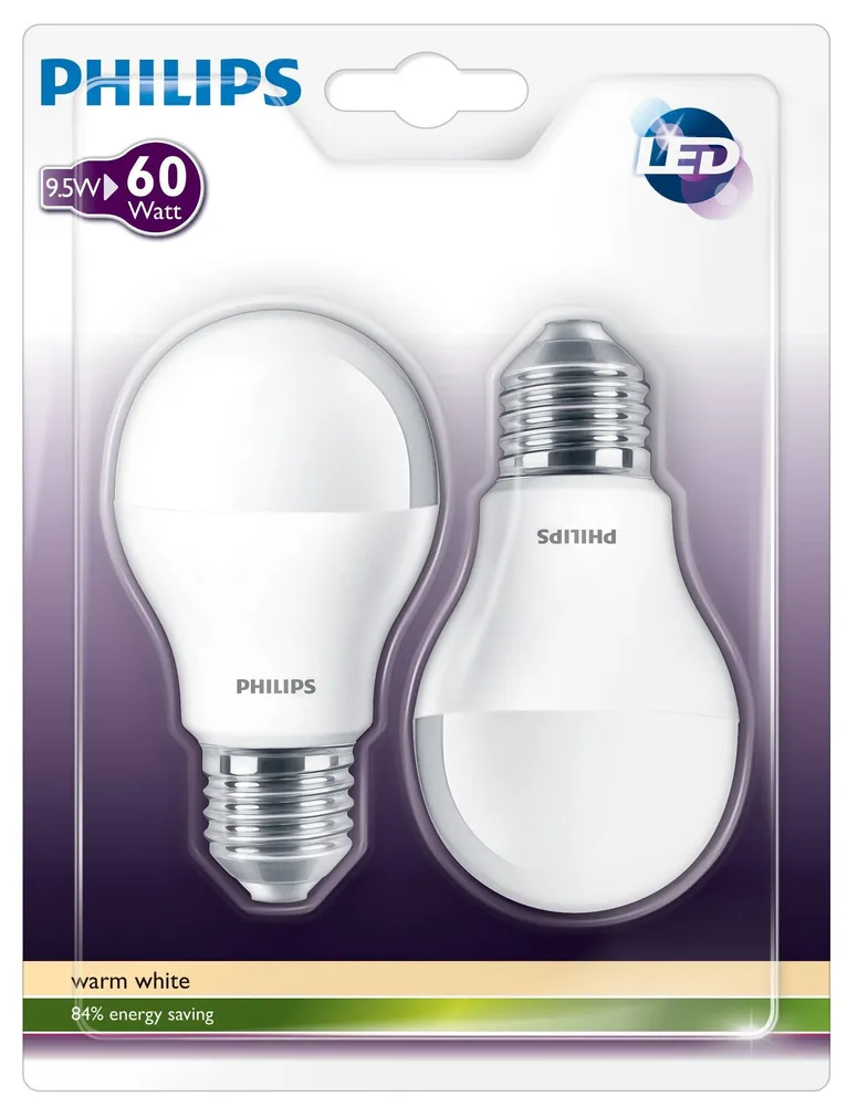 LEDLAMP 60 - 9 (9,5) W E27 A60 WW 230V FR PHILIPS 2TK PAKIS
