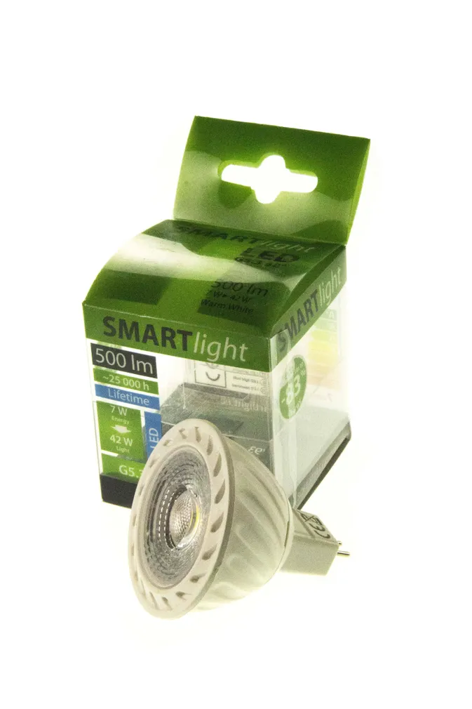 LEDLAMP MR16 7W COB G5.3 12V 500LM 38° 3000K SMARTLIGHT