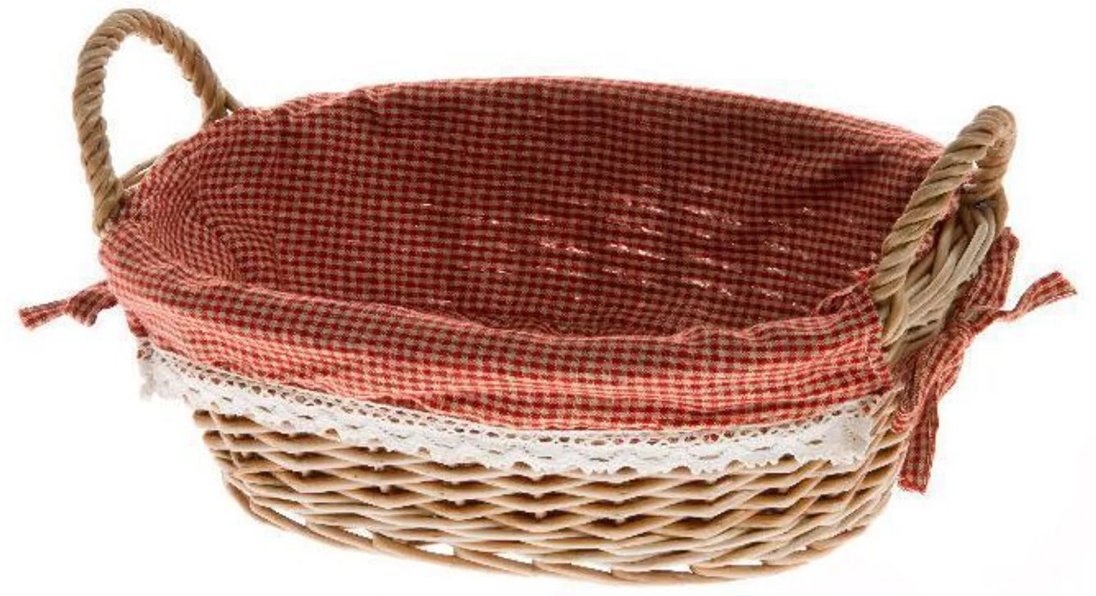KORV PUNUTUD 29X22CM TEKSTIILSISU PUNANE/VALGE