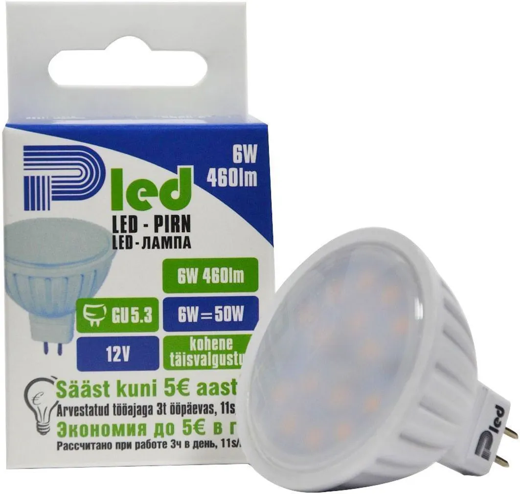 LEDLAMP PLED 6W 460LM MR16 GU5.3