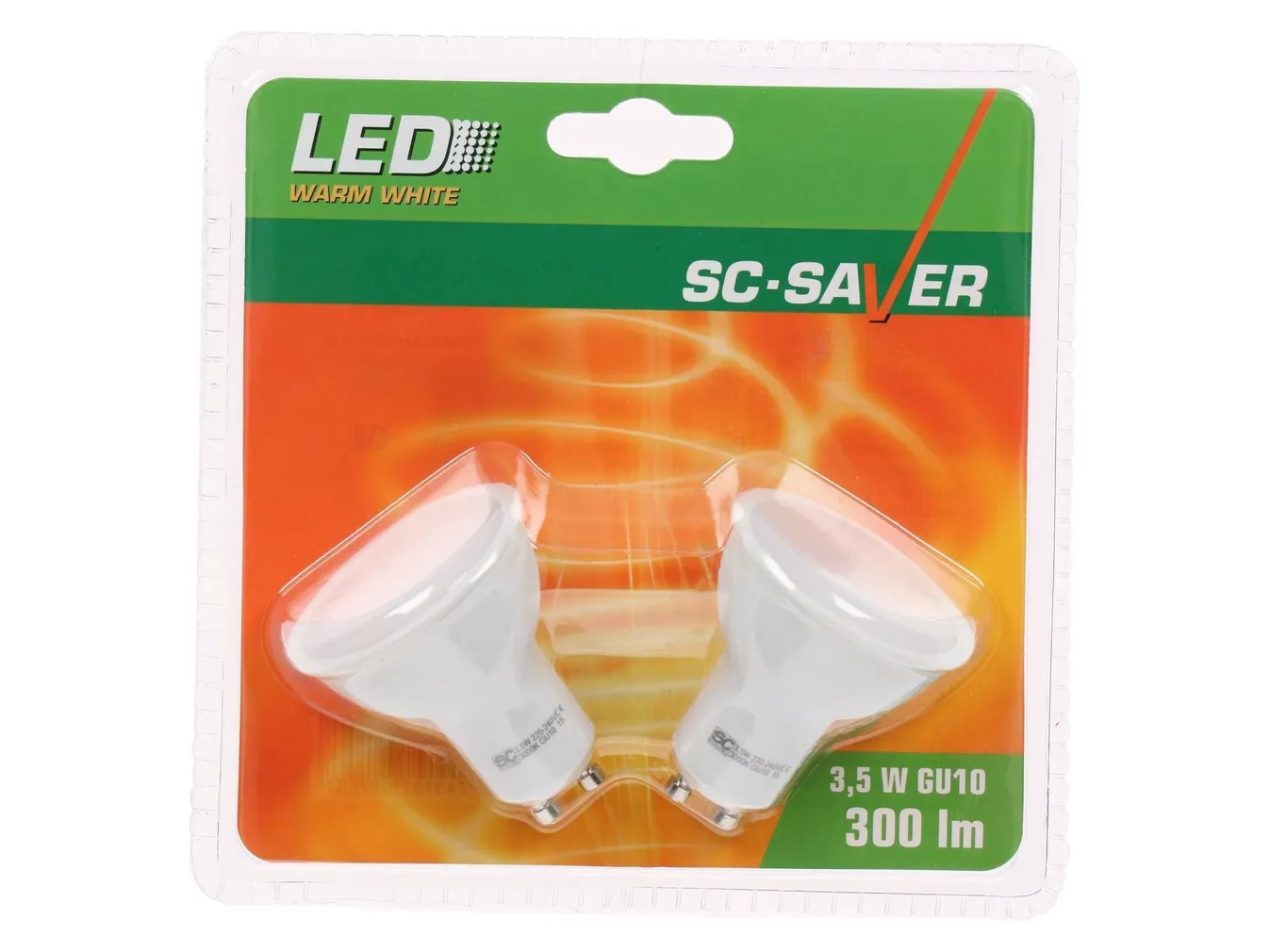 LEDLAMP GU10 3,5W 300LM 2TK PAKIS SCSAVER