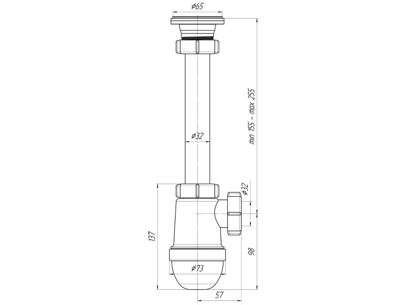 SIFOON VALAMULE AQUALINE PESAGA 1 1/4"X32MM AQ