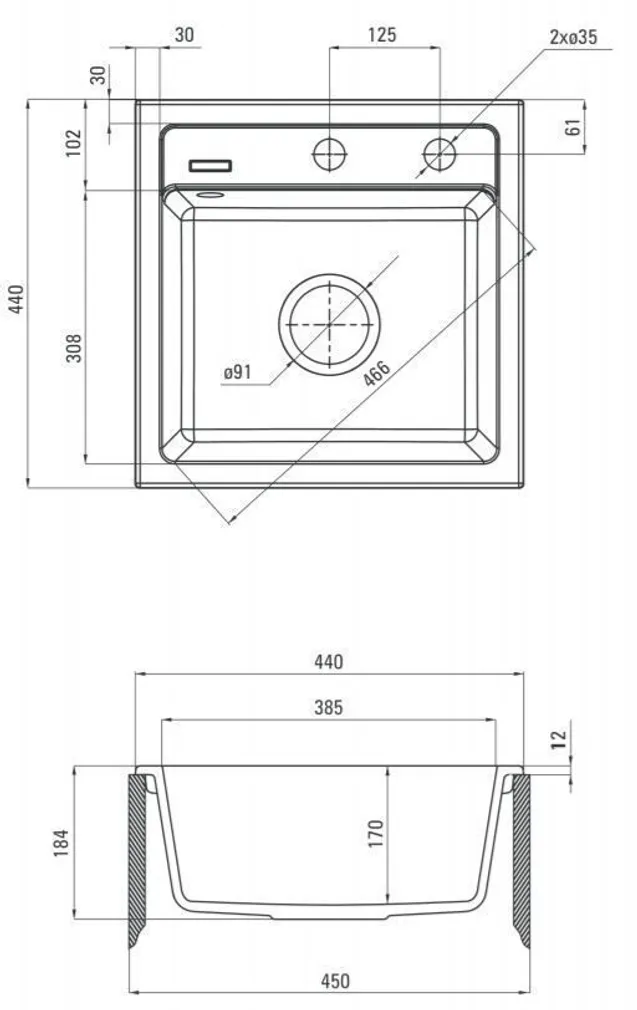 GRANIITVALAMU DEANTE ZORBA 440X440X170MM LIIV