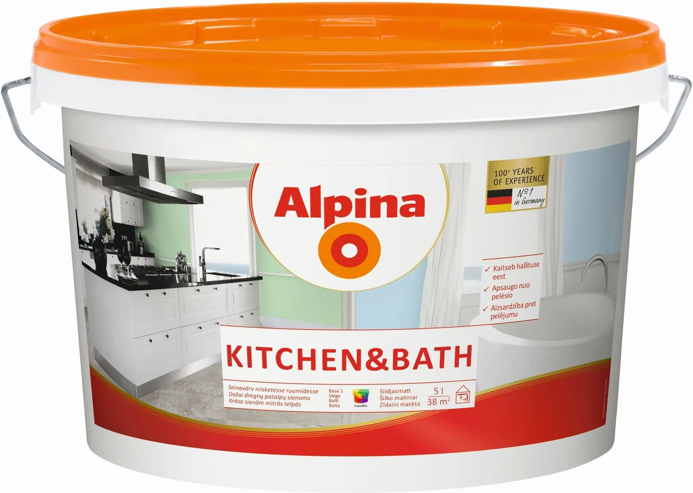 SEINAVÄRV ALPINA KITCHEN & BATH 5L VALGE (B1) SIIDJASMATT