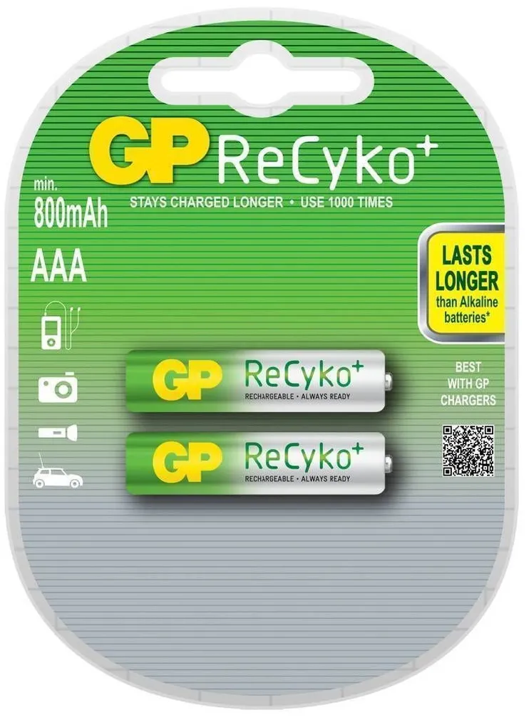 AKUPATAREI GP RECYKO AAA 2-PAKK 850MAH