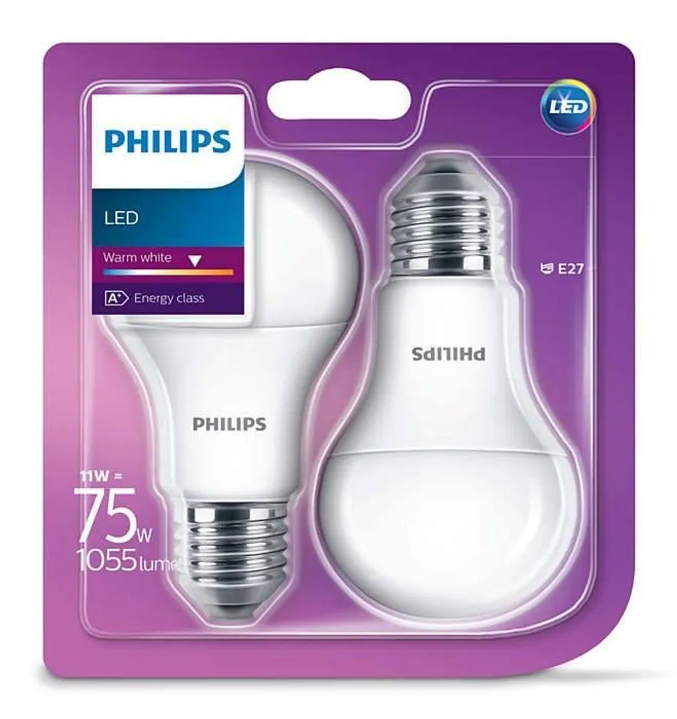 LED LAMP 11W A60 E27 WW 230V FR ND 2TK PAKIS PHILIPS