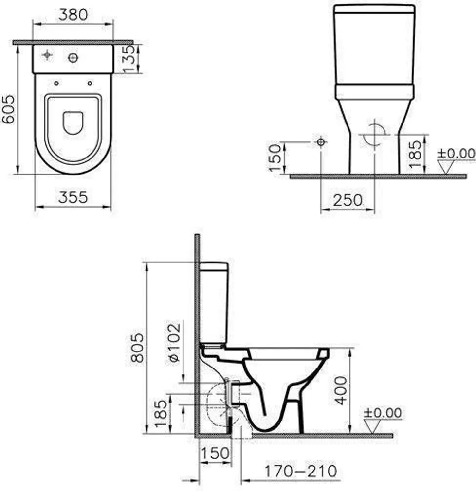 WC-POTT VITRA S50-60 UNIVERSAALNE ÄRAJOOKS SUJUVALT SULGUV PRILL-LAUD
