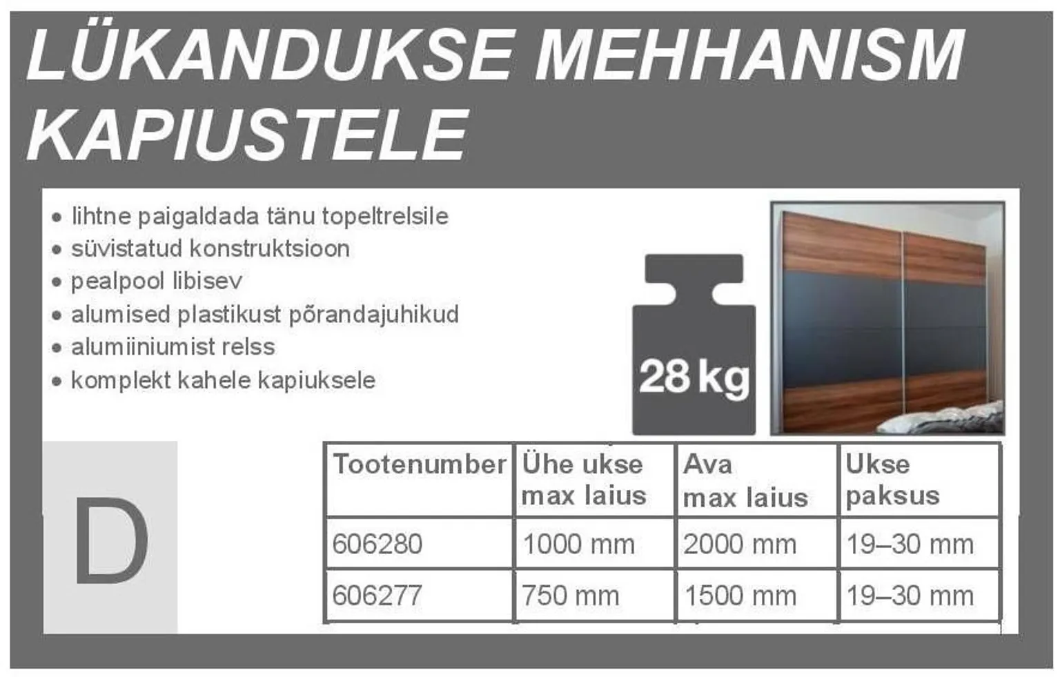 LIUGUKSE SIINIDE KOMPLEKT 1500MM 28KG