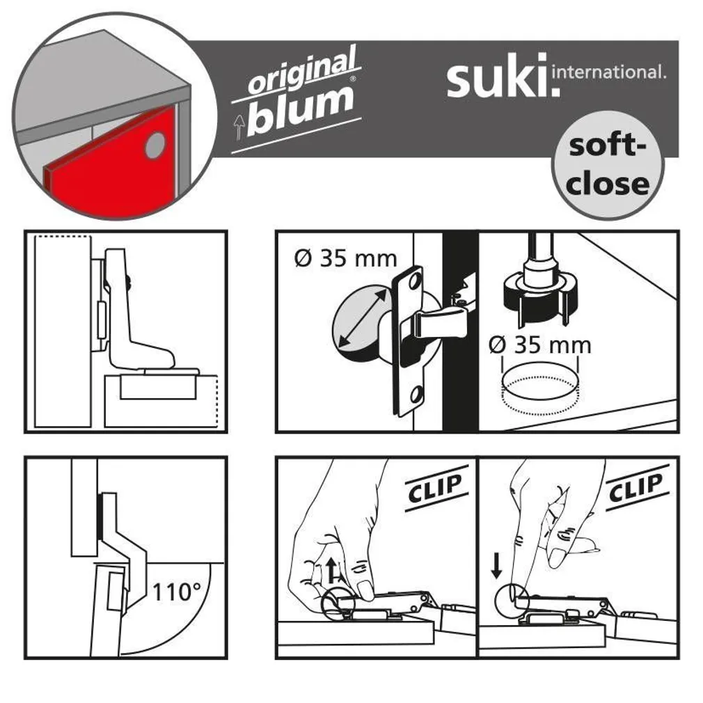 HINGED CLIP+VEDRU 35MM 110° SISSE 2TK