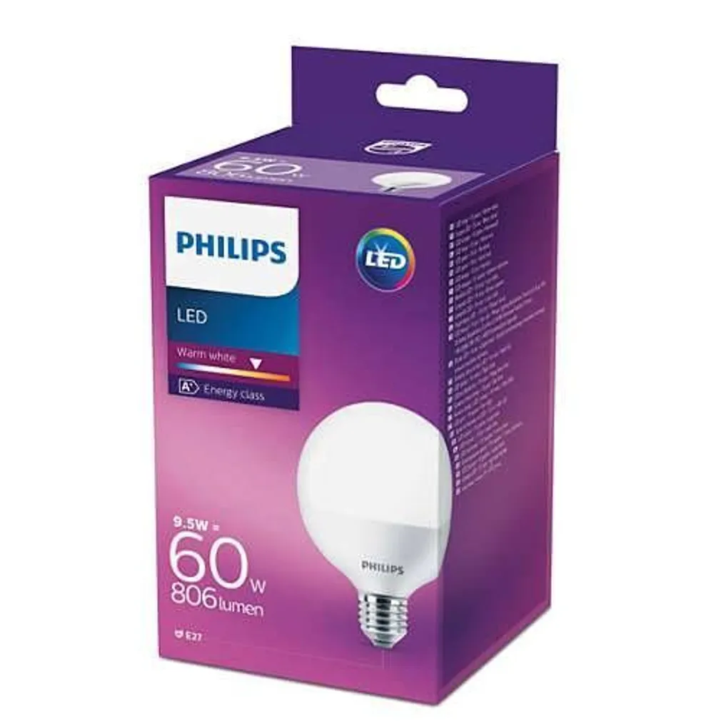 LEDLAMP 9.5W - 60W E27 G93 230V WW FR ND PHILIPS