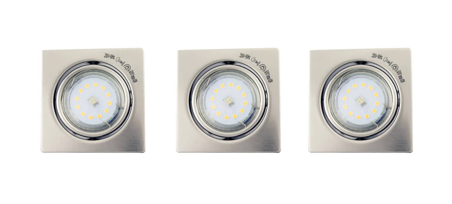 RIPPLAEVALGUSTI KOMPLEKT 3X3W GU10 LED SATIIN KROOM