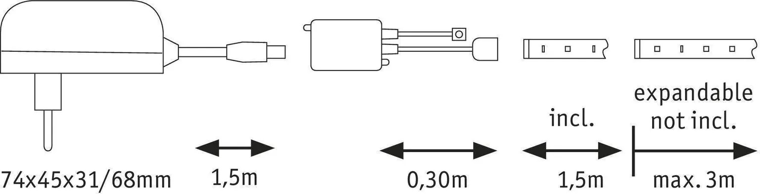 RIBAVALGUSTI LED KOMPL. 1,5M 14,4W 230/12V RGB YOURLED