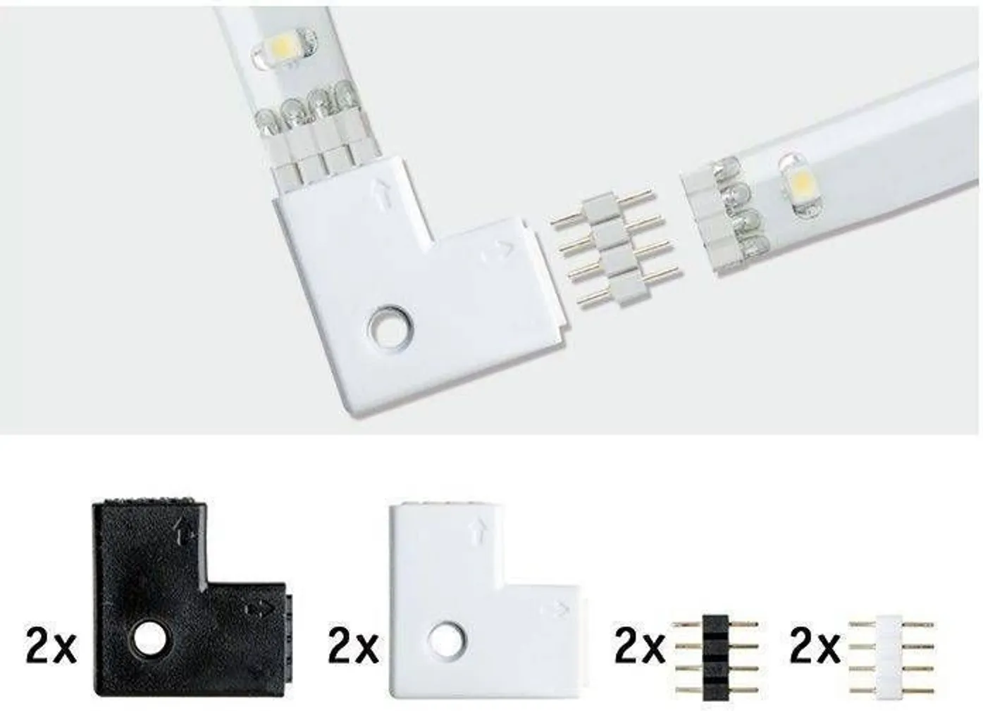 RIBAVALGUSTI LED NURGAJÄTK 90° MUST / VALGE YOURLED