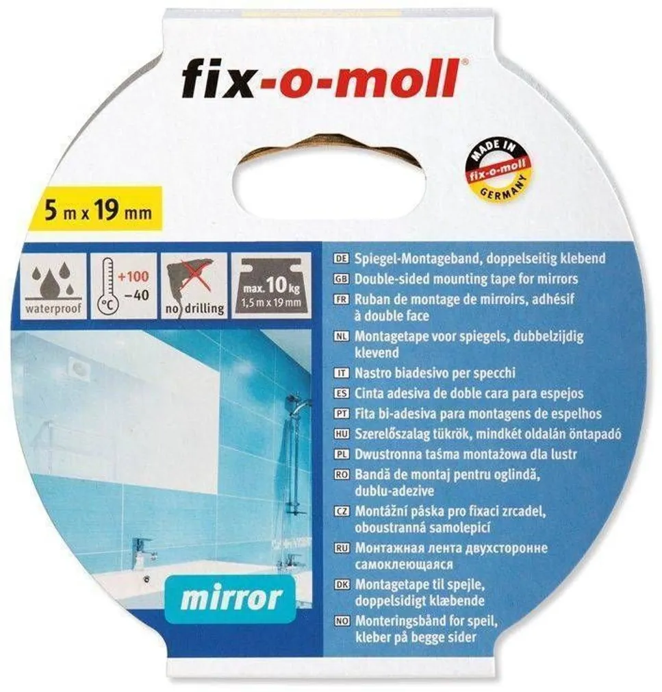 KAHEPOOLNE TEIP PEEGLITELE FIX-O-MOLL 19MMX5M VALGE